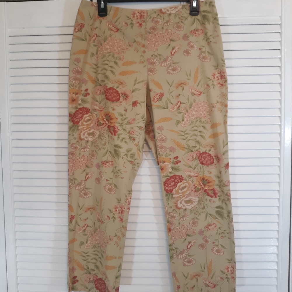 Ralph Lauren floral crop Capri pants sz 10 *C7 - Picture 2 of 7